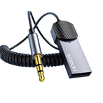 Adattatore Aux Bluetooth 5.4 Toocki con ricevitore da 3,5 mm, dongle audio wireless alimentato tramite USB e microfono, BT-01