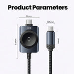 Cavo Toocki da 100 W 2 in 1 da USB-C a USB-C con caricabatterie magnetico per Apple Watch