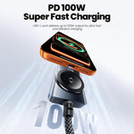 Cavo Toocki da 100 W 2 in 1 da USB-C a USB-C con caricabatterie magnetico per Apple Watch