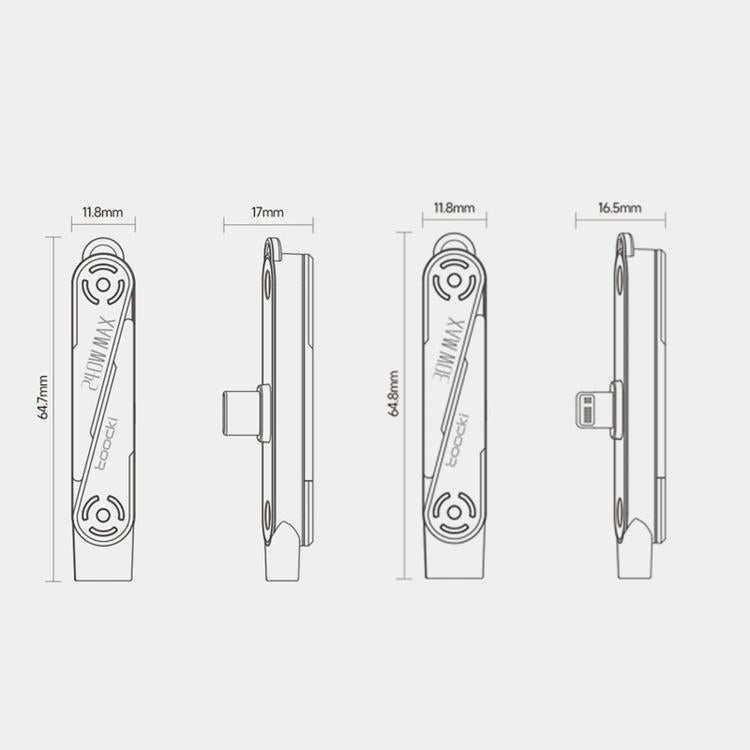 Adattatore con supporto pieghevole, ricarica rapida, connettore in lega di zinco, Toocki 240W USB-C Female to USB-C Male, Toocki 30W USB-C Female to 8 Pin Male