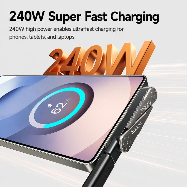 Adattatore con supporto pieghevole, ricarica rapida, connettore in lega di zinco, Toocki 240W USB-C Female to USB-C Male, Toocki 30W USB-C Female to 8 Pin Male