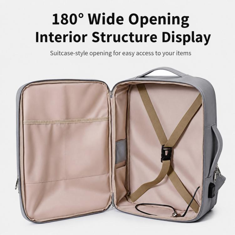 Zaino da viaggio impermeabile con porta USB 46x34x8 cm