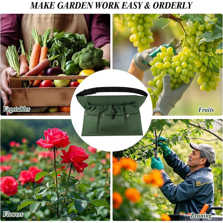 Grembiule da giardinaggio con tasche e cintura regolabile