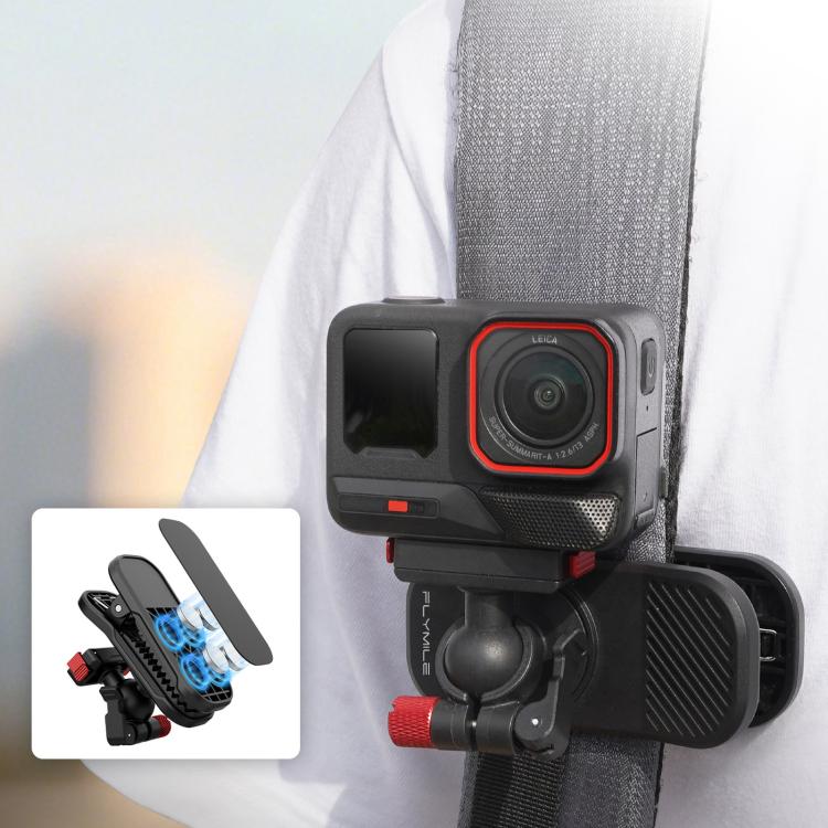 Clip magnetica a sgancio rapido per tracolla dello zaino Flymile, For DJI Osmo Action 3 / 4 / 5 Pro, For DJI Osmo Action 6 / Nano, For Insta360 Ace / Ace Pro / 2 / X5