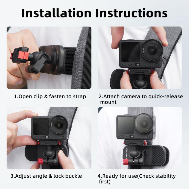 Clip magnetica a sgancio rapido per tracolla dello zaino Flymile, For DJI Osmo Action 3 / 4 / 5 Pro, For DJI Osmo Action 6 / Nano, For Insta360 Ace / Ace Pro / 2 / X5