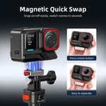 Adattatore di estensione con blocco Flymile per Insta360 Ace Pro 2 / X5 con base a sgancio rapido magnetico.