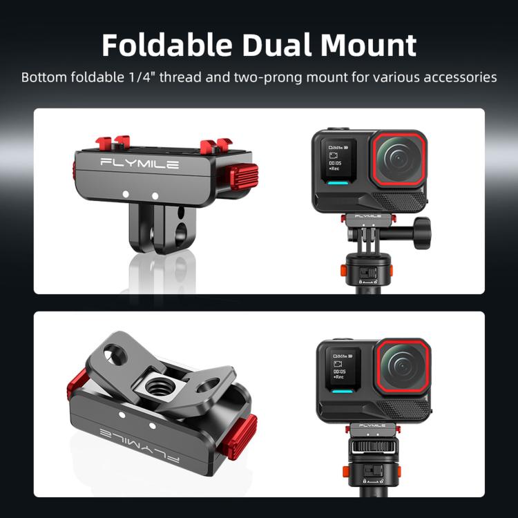 Adattatore di estensione con blocco Flymile per Insta360 Ace Pro 2 / X5 con base a sgancio rapido magnetico.