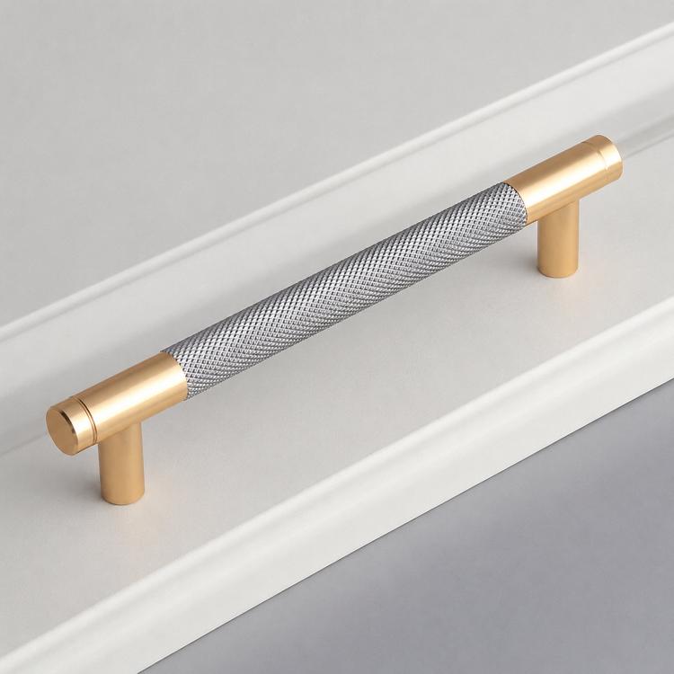 Maniglia a T zigrinata in alluminio per mobili 128-256 mm