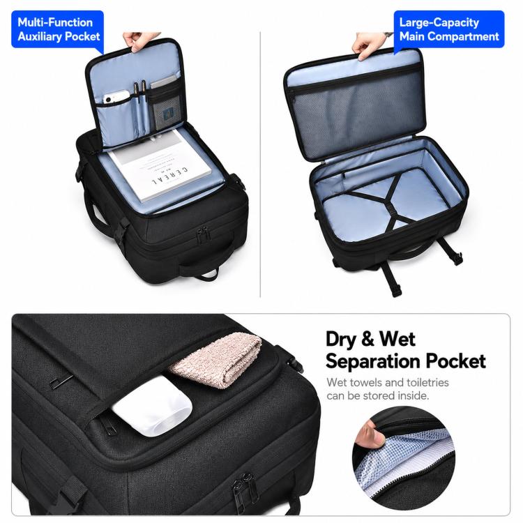 Zaino espandibile da viaggio 40L con scomparto laptop 15,6"