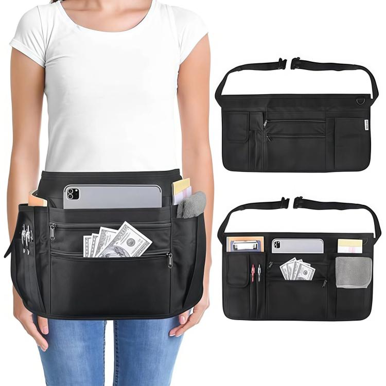 Grembiule da cameriere con tasche, grembiule da vita impermeabile per cameriere/cameriera con cinturino regolabile con fibbia