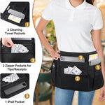 Grembiule da cameriere con tasche, grembiule da vita impermeabile per cameriere/cameriera con cinturino regolabile con fibbia