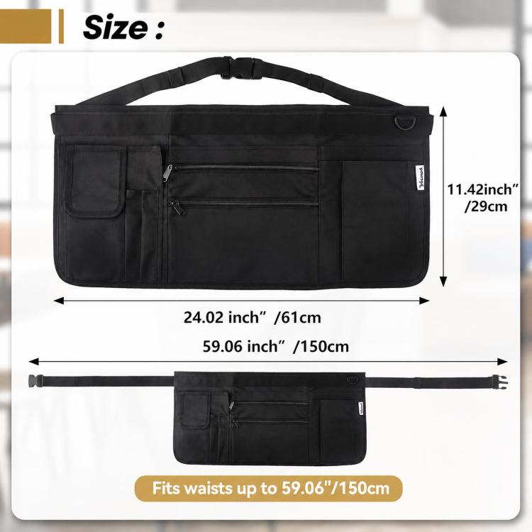 Grembiule da cameriere con tasche, grembiule da vita impermeabile per cameriere/cameriera con cinturino regolabile con fibbia