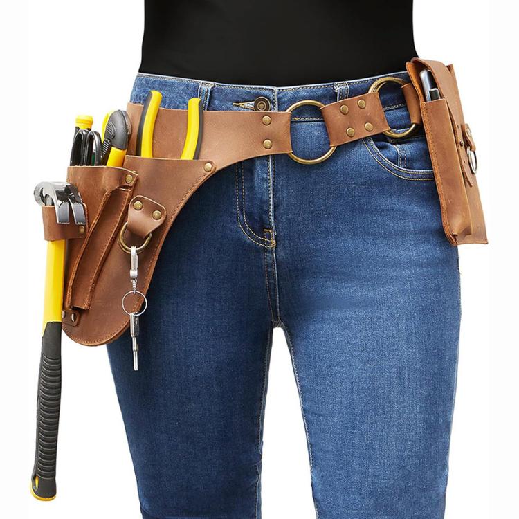 Marsupio vintage in pelle stile punk, borsa multifunzionale da cintura, organizer da fianco, with Detachable Phone Pouch, Standalone Tool Belt