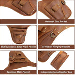 Marsupio vintage in pelle stile punk, borsa multifunzionale da cintura, organizer da fianco, with Detachable Phone Pouch, Standalone Tool Belt