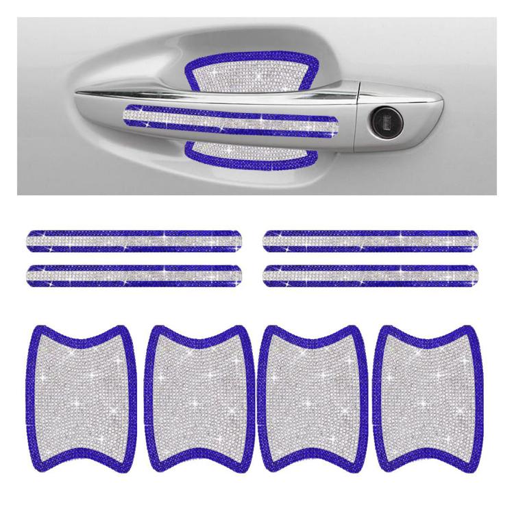 Set di 8 adesivi con strass per maniglie e battitacco delle portiere dell'auto, antigraffio.