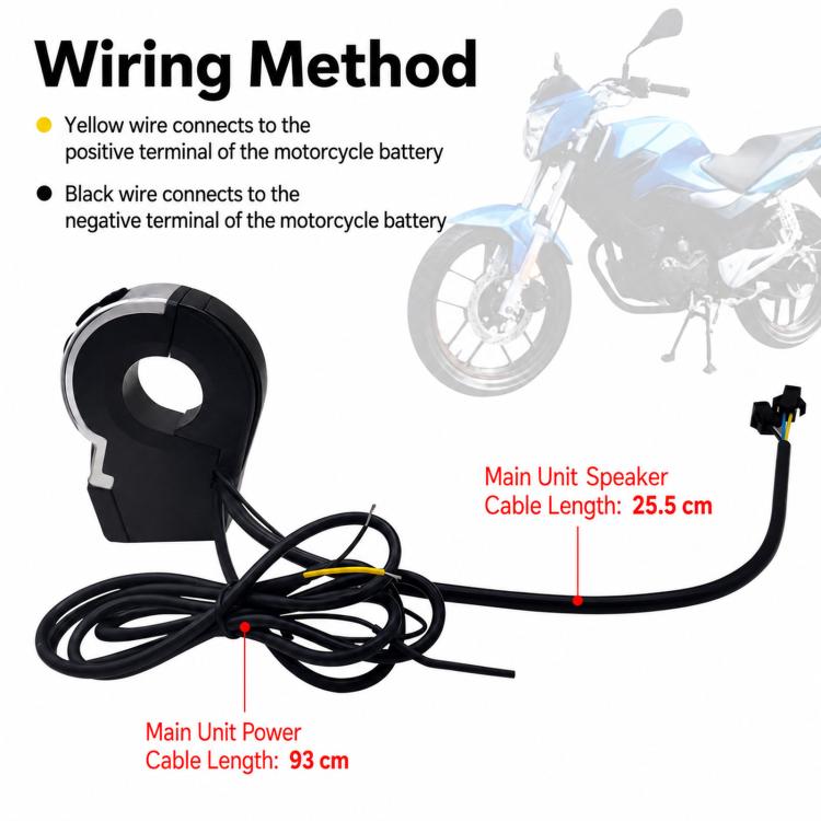YL-037 Altoparlante per moto a striscia lunga 12V con interruttore sul manubrio, Bluetooth, FM, audio per scooter