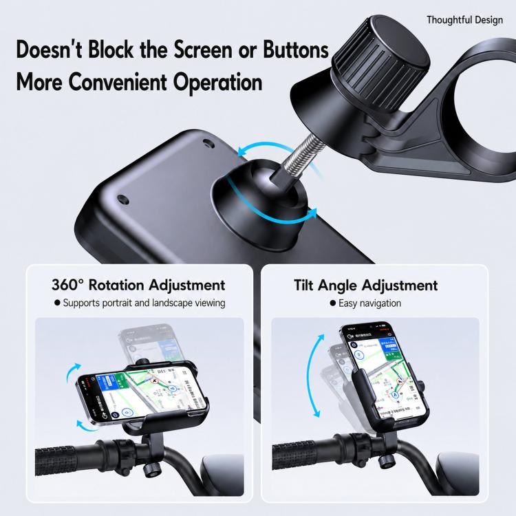 Supporto per cellulare da moto antiurto, portatile, facile da usare, per un accesso immediato al telefono., Handlebar, Rearview Mirror, Three-dimensional