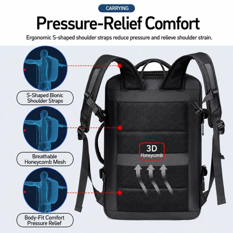 Zaino per laptop espandibile REMOID, resistente all'acqua, ideale per viaggi di lavoro., 9907