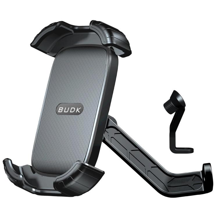 Supporto per telefono da moto BUDK T02 rinforzato e retrattile, antiurto, per bicicletta, ideale per la navigazione all'aperto., Rearview Mirror Black, Rearview Mirror Black Orange, Handlebar Black, Handlebar Black Orange