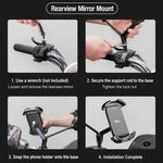 Supporto per telefono da moto BUDK T02 rinforzato e retrattile, antiurto, per bicicletta, ideale per la navigazione all'aperto., Rearview Mirror Black, Rearview Mirror Black Orange, Handlebar Black, Handlebar Black Orange