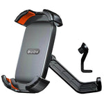 Supporto per telefono da moto BUDK T02 rinforzato e retrattile, antiurto, per bicicletta, ideale per la navigazione all'aperto., Rearview Mirror Black, Rearview Mirror Black Orange, Handlebar Black, Handlebar Black Orange