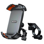 Supporto per telefono da moto BUDK T02 rinforzato e retrattile, antiurto, per bicicletta, ideale per la navigazione all'aperto., Rearview Mirror Black, Rearview Mirror Black Orange, Handlebar Black, Handlebar Black Orange