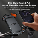 Supporto per telefono da moto BUDK T02 rinforzato e retrattile, antiurto, per bicicletta, ideale per la navigazione all'aperto., Rearview Mirror Black, Rearview Mirror Black Orange, Handlebar Black, Handlebar Black Orange