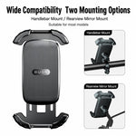 Supporto per telefono da moto BUDK T02 rinforzato e retrattile, antiurto, per bicicletta, ideale per la navigazione all'aperto., Rearview Mirror Black, Rearview Mirror Black Orange, Handlebar Black, Handlebar Black Orange