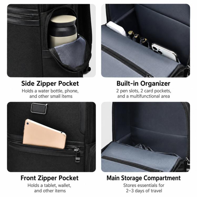Zaino per laptop REMOID B3003, resistente all'acqua, per computer da 15,6 pollici, ideale per uomo e per chi si sposta quotidianamente.