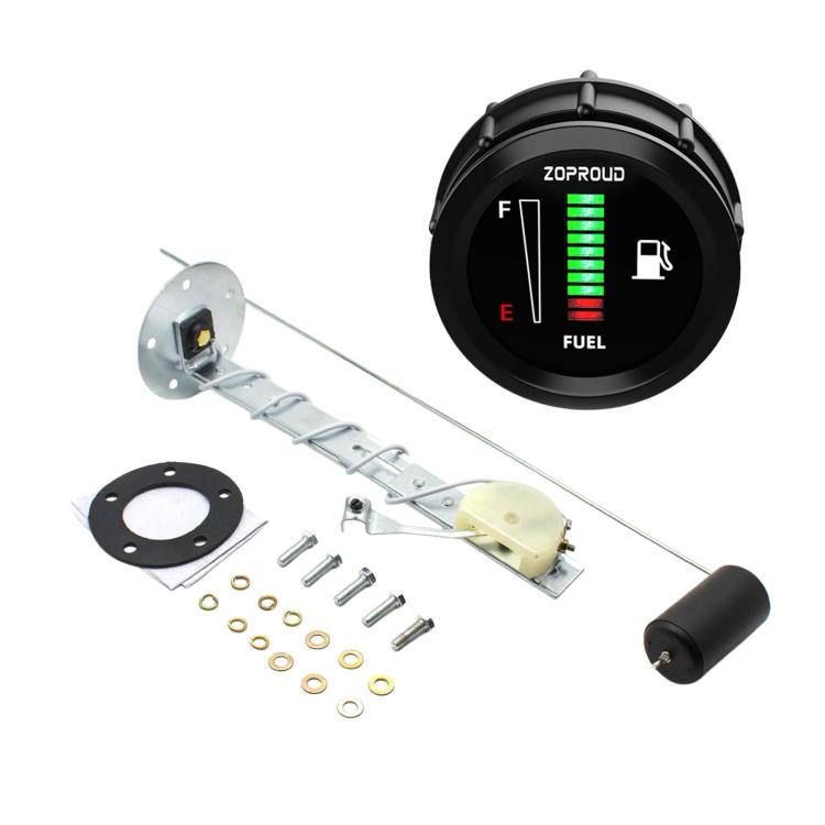ZOPROUD IS0811FZ Indicatore livello carburante da 52 mm, 12/24 V, per auto modificate, con LED., With Oil Floater, With 304 Stainless Steel Oil Floater
