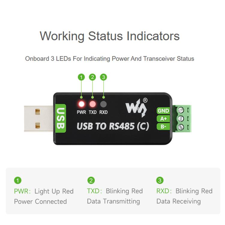 Convertitore bidirezionale isolato di livello industriale da USB a RS485 C Waveshare 34620, 34620
