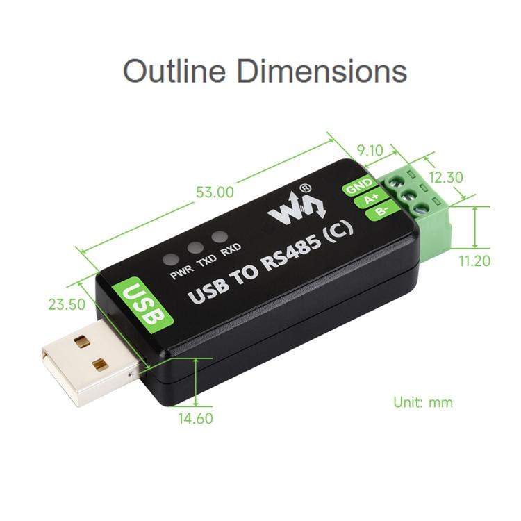 Convertitore bidirezionale isolato di livello industriale da USB a RS485 C Waveshare 34620, 34620