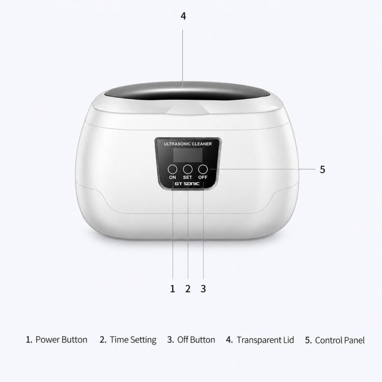 GT SONIC GT-F5 Pulitore a ultrasuoni visibile con display LED del tempo, dispositivo di lavaggio per la rimozione della polvere e la sterilizzazione, UK Plug, EU Plug, US Plug