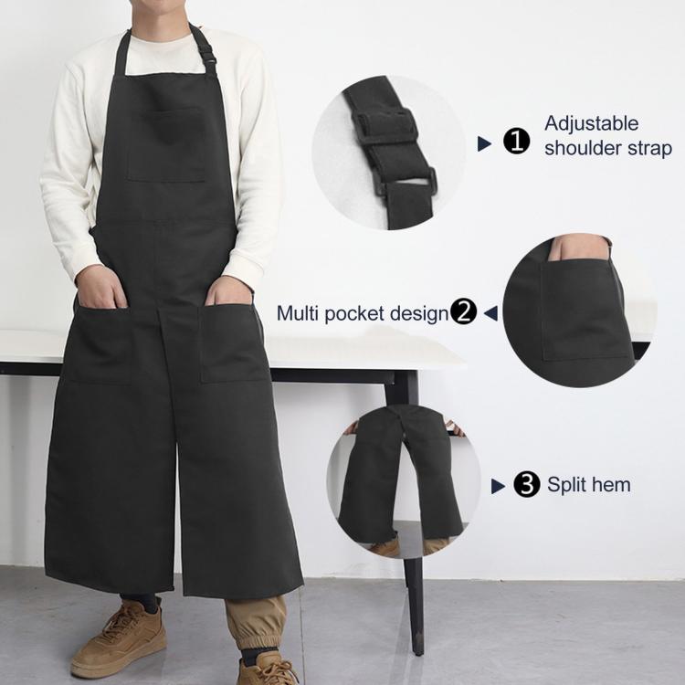 Grembiule con gambe separate, allacciatura regolabile all'americana e 3 tasche per artisti del tornio, fioristi e giardinieri.