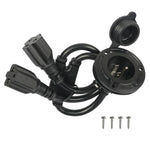 Spina di alimentazione CA NEMA 5-15P da 20 A con doppio cavo sdoppiatore a Y per camper e roulotte, spina USA., Power Inlet Cord Only, with DIY Installation Kit