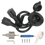 Spina di alimentazione CA NEMA 5-15P da 20 A con doppio cavo sdoppiatore a Y per camper e roulotte, spina USA., Power Inlet Cord Only, with DIY Installation Kit