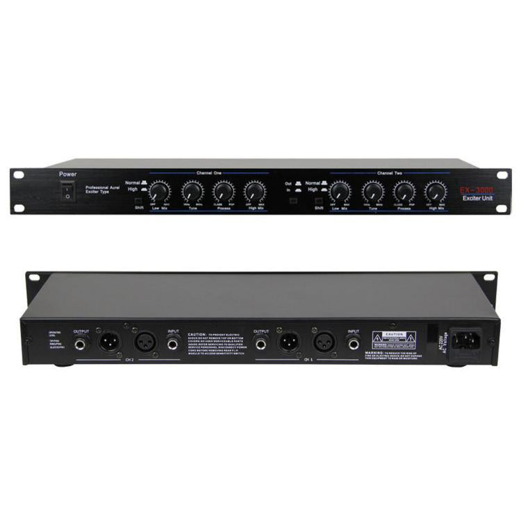 Processore audio professionale Aural Exciter a doppio canale, montabile su rack 1U, con riverbero DSP e spina europea., EX3000