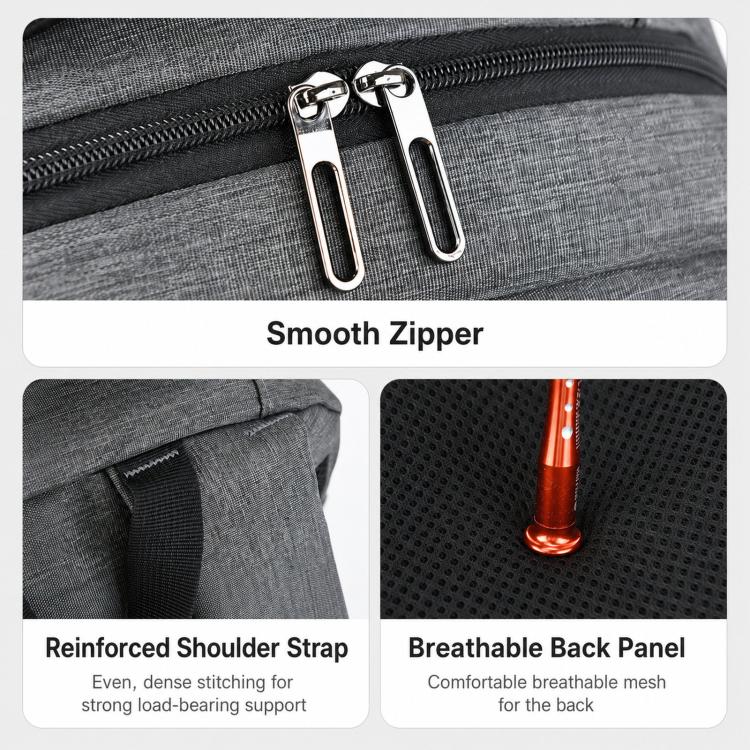Zaino per laptop da viaggio/lavoro REMOID 9022B, resistente all'acqua, di grandi dimensioni, con porta USB.
