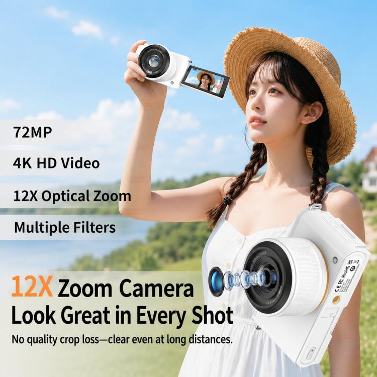 Videocamera digitale 4K 72MP con zoom ottico 12x e Wi-Fi
