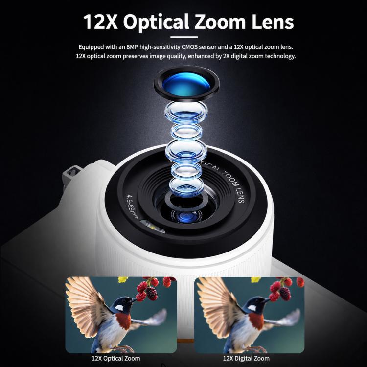 Videocamera digitale 4K 72MP con zoom ottico 12x e Wi-Fi