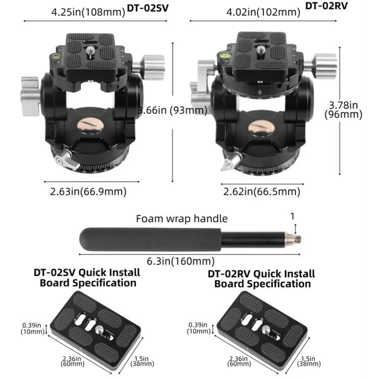 Testa video idraulica con smorzamento e ritorno automatico per teleobiettivi, reflex digitali e treppiedi per streaming live., BEXIN DT-02RV 720 Degree Dual Panoramic, BEXIN DT-02SV 360 Degree Panoramic