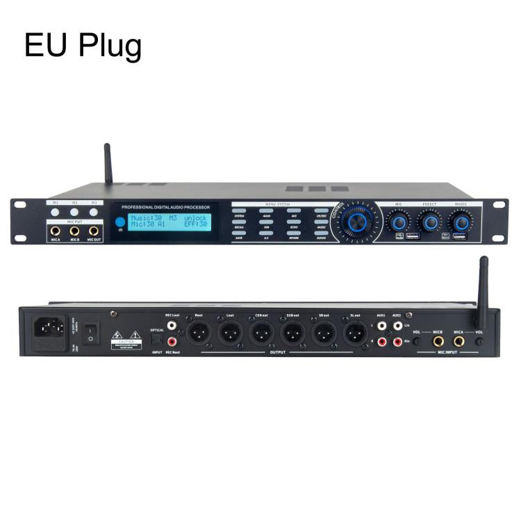 Processore audio digitale professionale AP800, pre-effetto KTV con riverbero DSP anti-ululato per microfono da palco., EU Plug, US Plug, UK Plug