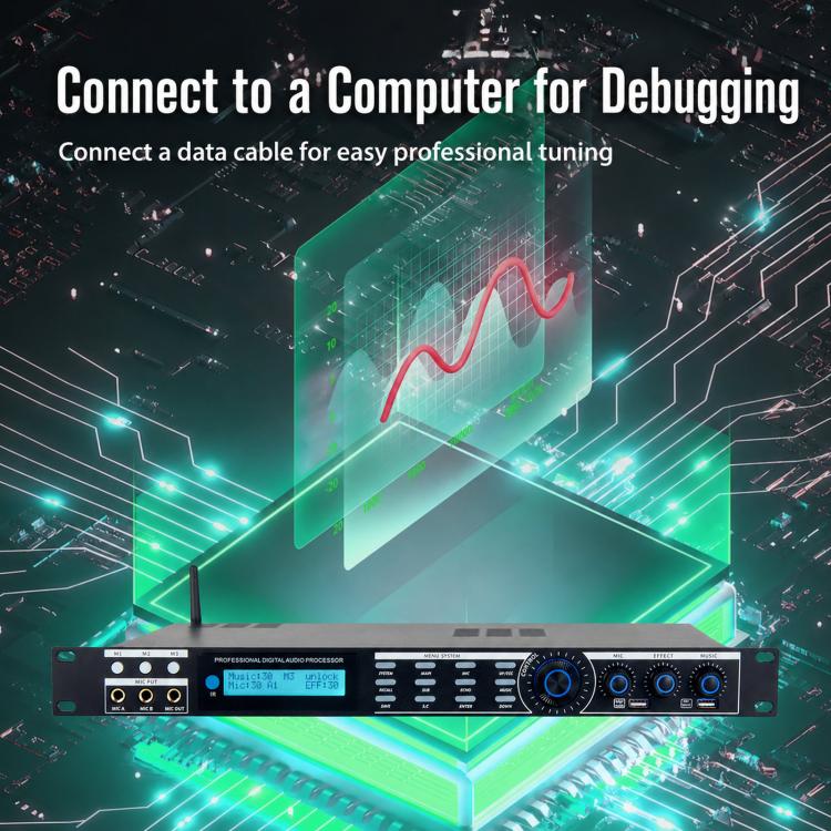 Processore audio digitale professionale AP800, pre-effetto KTV con riverbero DSP anti-ululato per microfono da palco., EU Plug, US Plug, UK Plug