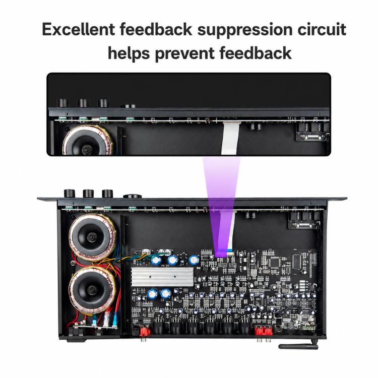 Processore audio digitale professionale AP800, pre-effetto KTV con riverbero DSP anti-ululato per microfono da palco., EU Plug, US Plug, UK Plug