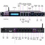 Processore audio digitale professionale AP800, pre-effetto KTV con riverbero DSP anti-ululato per microfono da palco., EU Plug, US Plug, UK Plug
