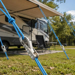 Kit tenditore retrattile per paracord con moschettone di bloccaggio e cordino in nylon da 3 m per camper, campeggio e tenda., 2 Ropes & 6 Hooks, 6 Ropes & 6 Hooks