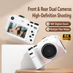 Videocamera digitale 8K con zoom 18x per vlogging, Wi-Fi, doppia lente, 80 MP con autofocus, ideale per adolescenti e studenti.