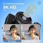 Videocamera digitale 8K con zoom 18x per vlogging, Wi-Fi, doppia lente, 80 MP con autofocus, ideale per adolescenti e studenti.