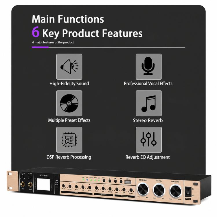 FX9plus Preamplificatore digitale per karaoke con Bluetooth e USB