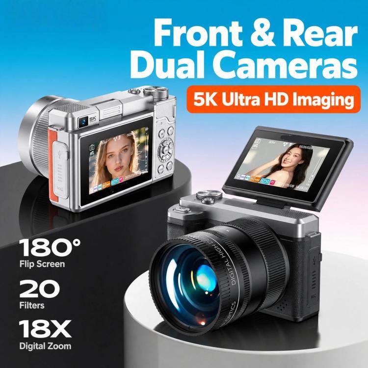 Videocamera digitale 5K con doppia fotocamera e zoom 18x